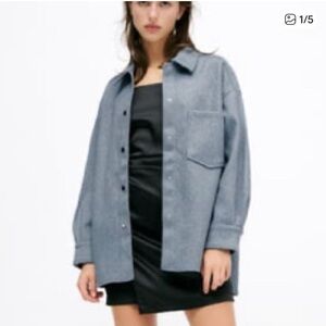 Zara Women's Blue Oversized Shacket